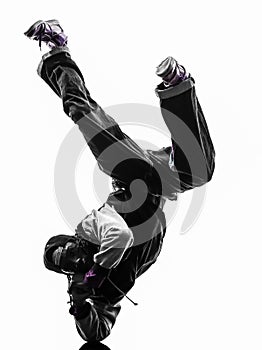 Hip hop acrobatic break dancer breakdancing young man handstand