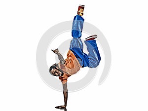 Hip hop acrobatic break dancer breakdancing young man handstand