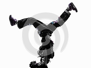 Hip hop acrobatic break dancer breakdancing young man handstand