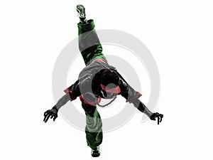 Hip hop acrobatic break dancer breakdancing young man jumping si