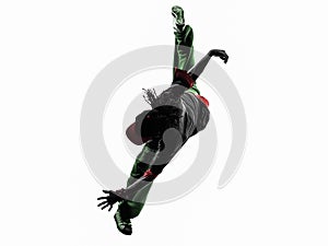 Hip hop acrobatic break dancer breakdancing young man jumping si photo