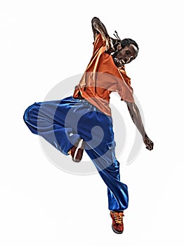 Hip hop acrobatic break dancer breakdancing young man jumping si