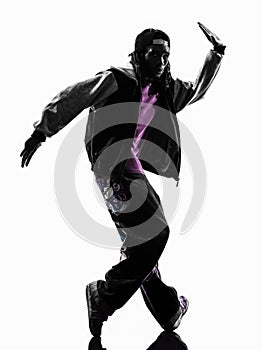 Hip hop acrobatic break dancer breakdancing young man silhouette