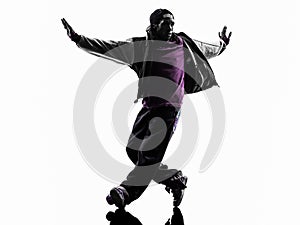 Hip hop acrobatic break dancer breakdancing young man silhouette