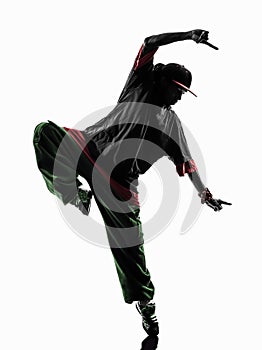 Hip hop acrobatic break dancer breakdancing young man silhouette