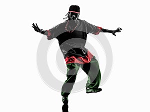 Hip hop acrobatic break dancer breakdancing young man silhouette