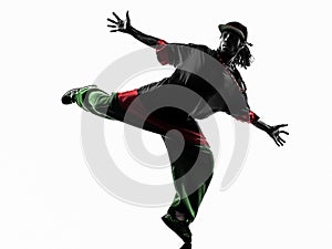 Hip hop acrobatic break dancer breakdancing young man silhouette