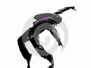 Hip hop acrobatic break dancer breakdancing young man silhouette photo