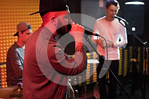 Hip-Hop Band Performing in Studio