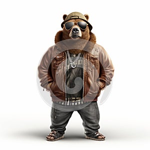 Hip-hop Bear: A Stylish European Brown Bear In 3d