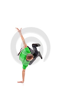 Hip hop breakdancer performing