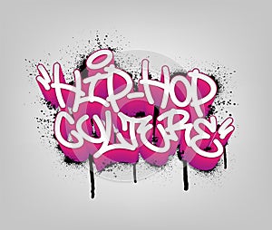 Hip hop culture tag graffiti style label lettering. Vector Illustration