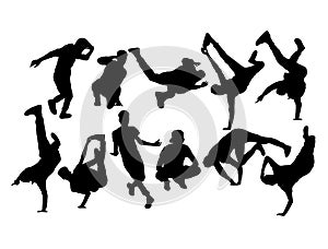 Hip Hop and Dance People Silhouettes