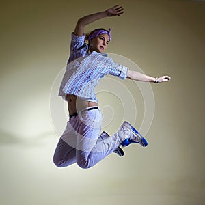 Hip-hop dancer jumping