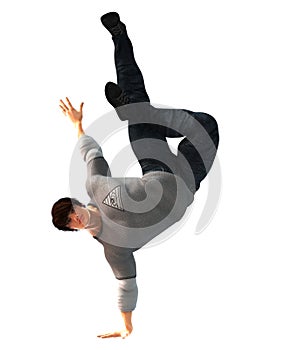 Hip Hop Dancer on a move isolated on white