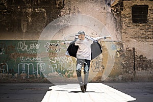 Hip hop dancer performing outdoors