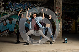 Hip hop dancers practicing a routine