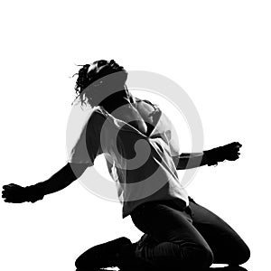 Hip hop funk dancer dancing man kneeling screaming