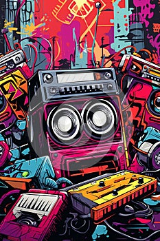 Hip Hop Graffiti 90s retro background