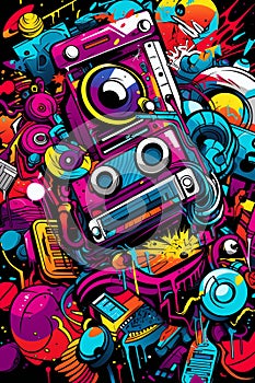 Hip Hop Graffiti 90s retro background