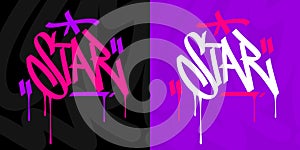 Hip Hop Hand Written Urban Graffiti Style Word Star Vector Illustration Calligraphy Art