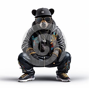 Hip-hop Inspired Bear With Jacket, Hat, And Sunglasses