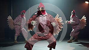 Hip-hop Inspired Chicken Dance With Dark Pink Suits photo