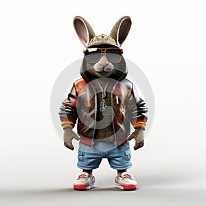 Hip-hop Inspired Rabbit Bunny In Glasses And Jacket