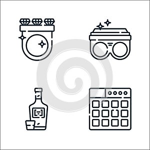 Hip hop line icons. linear set. quality vector line set such as launchpad, vodka, ring