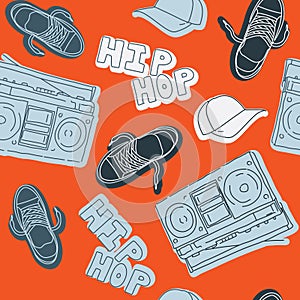 Hip hop music seamless pattern