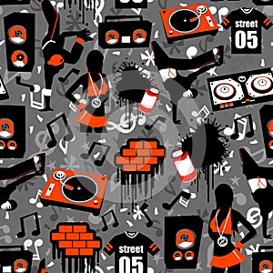 Hip Hop Street Seamless Pattern Background