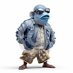 Hip-hop Western Blue Groper: A Unique 3d Character Design