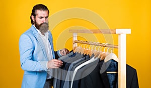 Hip and stylish. business fashion style. dry cleaning service. style and people concept. Handsome man in smart casual