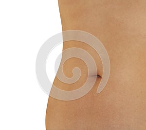 Hip, waist and belly button close up