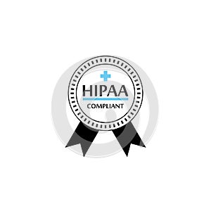 HIPAA Compliance Icon Graphic with Medical Symbol Isolated On White Background