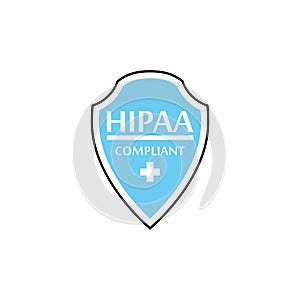 HIPAA Compliance Icon Graphic with Medical Symbol isolated on white background