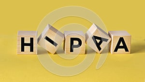 HIPAA, Health Insurance Portability and Accountability Act of 1996 symbol. Words \'HIPAA, Health Insurance Portability and