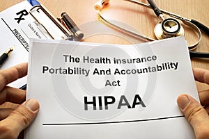 HIPAA. The Health Insurance Portability and Accountability Act. photo