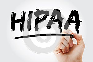 HIPAA - Health Insurance Portability and Accountability Act acronym with marker, concept background