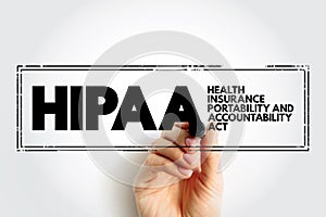 HIPAA - Health Insurance Portability and Accountability Act acronym stamp, concept background