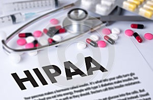 HIPAA Professional doctor use computer and medical equipment all