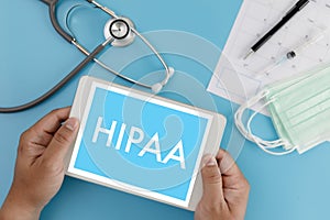 HIPAA Professional doctor use computer and medical equipment all around, HIPAA privacy rule HIPAA Compliance