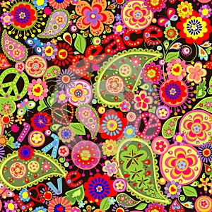 Hippie colorful floral wallpaper photo