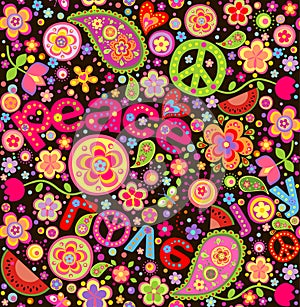 Hippie colorful wallpaper with watermelon