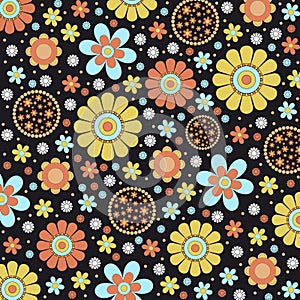 Hippie Flower Power Retro Mid Century Sixties Seventies Cute Floral Pattern
