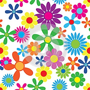 Hippie Flowers Seamless Repeating Pattern Vector Illustration photo