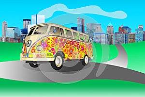 Hippie Peace Love VW Bus