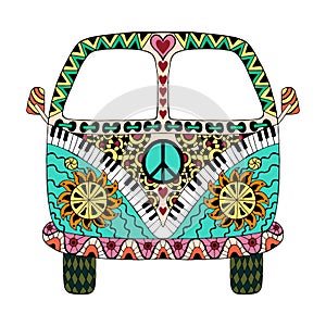 Hippie vintage car a mini van