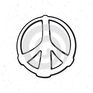 Hippies colorful symbol of peace. Outline. Sign of pacifism and freedom. Community of people against war. Vector illustration.