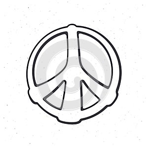 Hippies colorful symbol of peace. Outline. Sign of pacifism and freedom. Community of people against war. Vector illustration. photo